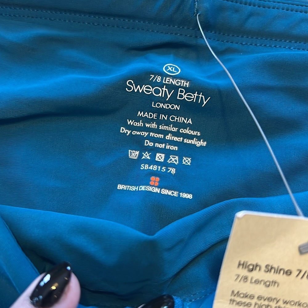 Sweaty Betty High Rise Waist Shine 7/8 Legging Tight Teal Yoga Athletic - Picture 4 of 5
